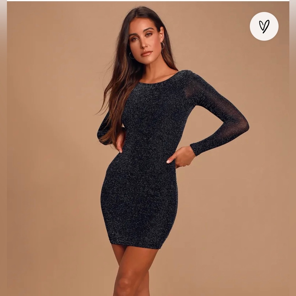 Lulu’s Gift of Love Black and gold dress. Size large. Gold shimmer.